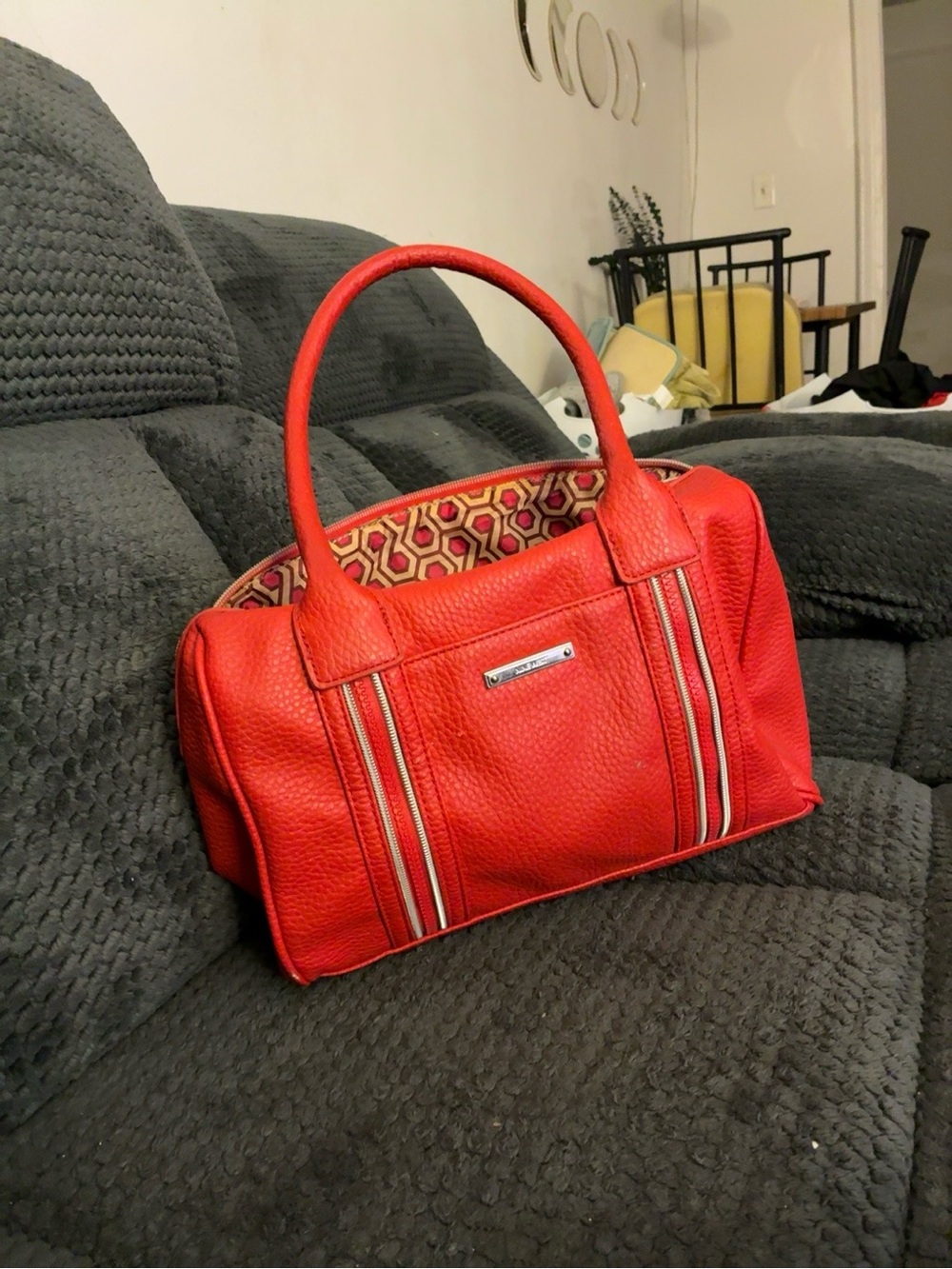 Nine West Red Pebbled Leather Satchel